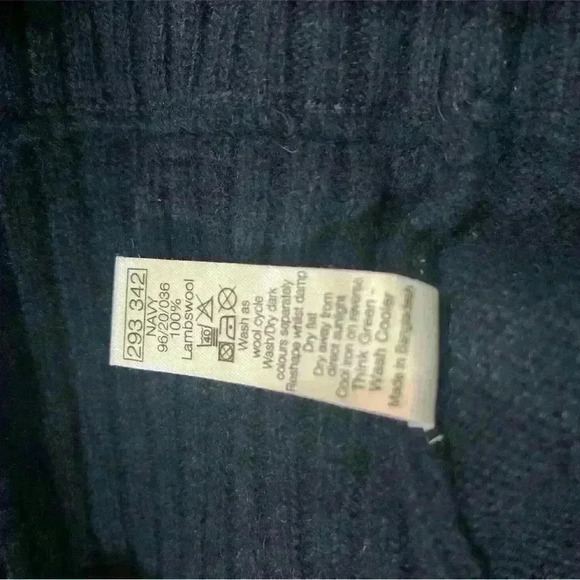 Men’s sandstone 100% Wool navy Blue Pullover Sweater Size m - Picture 5 of 5